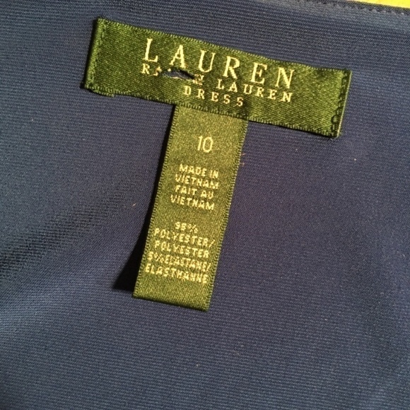 LAUREN RALPH LAUREN Empire Ruched CAP SLEEVE Dress, Pre-owned, ROYAL BLUE,10 - Picture 3 of 7